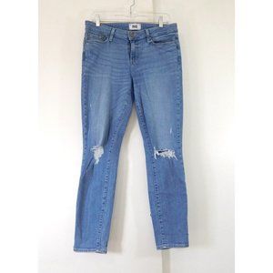 PAIGE jeans verdugo ultra skinny distressed mid rise ankle light wash blue 30